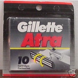 10 GILLETTE ATRA Razor BLADES Refills Cartridges No Lubricant Stp  