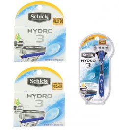 10 Schick Hydro3 Blades + Razor Hydro 3 Cartridges Shaver Replacement Refills 