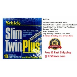 10 SCHICK SLIM TWIN PLUS RAZOR BLADES REFILLS FITS ATRA 