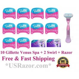 10+2 Gillette Venus Breeze Spa Swirl Razor Blades 12 Refill Cartridge Women Olay 