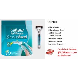 11 Excel Gillette Sensor Women Blades Cartridges Refill Shaver Handle Razor 