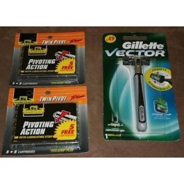 11 Refills GILLETTE Vector Razor Works With Atra Pivot Plus Blades Cartridges  
