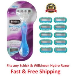 *11 Schick Hydro Silk 5 Razor Blades Women's Refills Cartridges Shaver 4 8 