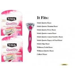 *11 Schick Quattro Women Blades+Razor Handle Refill Cartridges Shaver Quatro USA 