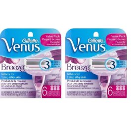 12 Breeze Gillette Venus Razor Blades Cartridges Refills Shaver Women Freesia 6 