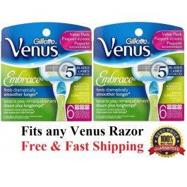 12 Gillette Embrace Razor Blades Venus Cartridges Refills 2*6 