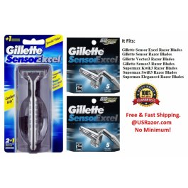 12 Gillette Sensor Excel Razor Blade Refill Cartridges 2x5 Shaver  