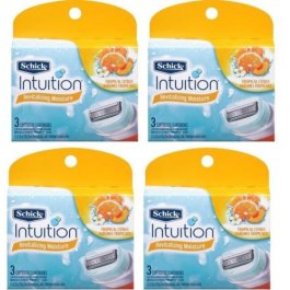 12 Schick intuition Razor Blade Women Tropical Citrus Cartridges Moisturizes USA 