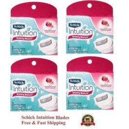 12 Schick Intuition Pomegranate Razor Blades Women Refill Cartridges Shaver 3 6 