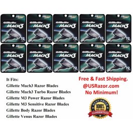 120 Gillette Mach3 Blades Cartridges Refills Use Turbo Razor  