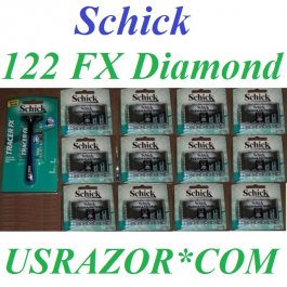 122 Schick FX Diamond Blades Refills Along Tracer Razor Handle  