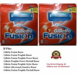 16 2x8 GILLETTE FUSION Razor Cartridges Blades Refills Shaver 