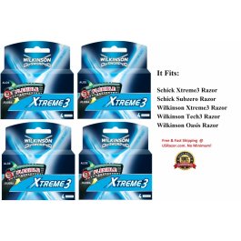 16 Xtreme 3 Razor Blades Fit Schick Wilkinson Subzero Shaver 
