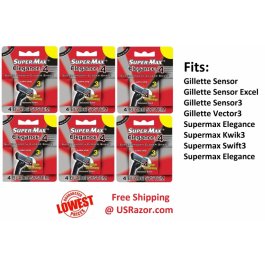 18 Supermax Elegance 4 BLADES Razor Fit Gillette Sensor3 Excel 