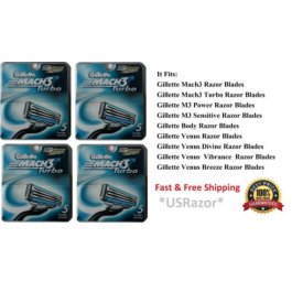 20 Gillette Mach3 TURBO Cartridges 3 blades Razor Refills Shaver Authentic 5 10 