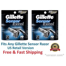 20 Gillette Sensor Excel Razor blades Refill Cartridges 5 10 Fits Sensor3 Shaver 