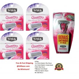 20 Schick Quattro Blades Women Cartridges+Razor Handle Quatro Refills Shaver USA 