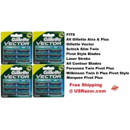 24 Gillette Vector Razor Blade Cartridges Similar To Atra Plus Free Shipping  