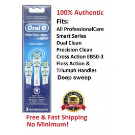 3 Oral B Dual Clean Brush Heads Dual Action  