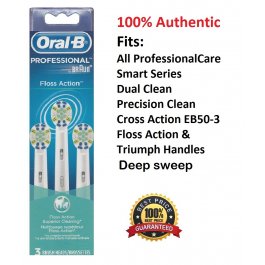 3 Oral B Floss Action Brush Heads Triumph Electric Toothbrush  