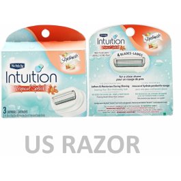 3 Schick Intuition Tropical Splash Razor Blades Refills Cartrdges  