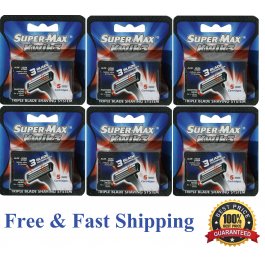 30 Supermax Kwik3 Refill BLADES Razor Fits Gillette Sensor3 Excel  