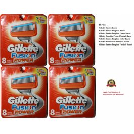 32 GILLETTE FUSION Power Razor Blades Refills Cartridge Fit Flex Ball  