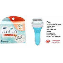 4 Schick Intuition Tropical Splash Razor Blades+Handle 