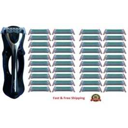 40 Wilkinson Oasis Women Razor Blades Refill cartridges with Metal Shaver Handle 