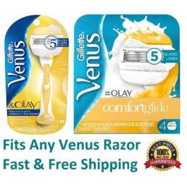 5 Gillette Venus Olay Razor & Blades Cartridges Refills Shaver Fits Swirl Shaver 