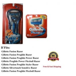 *6 GILLETTE FUSION Razor 4 Cartridges Blades Handle Refills Shaver Fit Flexball 