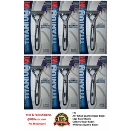 6 Titanium Schick Quattro Razor Blade Quatro Fits Men/ Women Power Handle Shaver 
