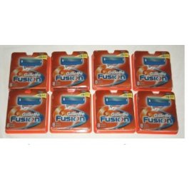 64 GILLETTE FUSION Razor Blades Cartridges 8*8 packets Refills Shaver Authentic 