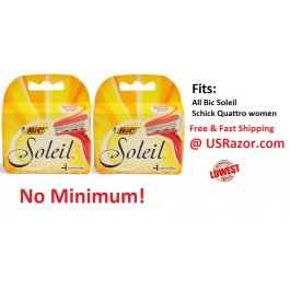 8 Bic Soleil Razor Blades Fits Schick Quattro Women  