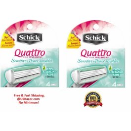 8 Schick Quattro Women Sensitive Razor Blades Cartridges  