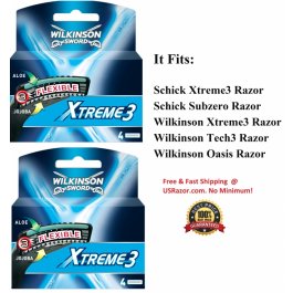 8 Xtreme 3 Razor Blades Fit Schick Wilkinson Subzero Shaver 