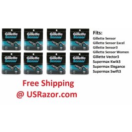 80 GILLETTE SENSOR RAZOR BLADES REFILL CARTRIDGES MEN  