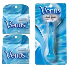 *9 Gillette Venus 1 Razor 8 Blades Cartridges Refills Shaver Handle Authentic US 