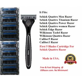9 Refills Fit Schick Quattro Razor 6 Blades With Trimmer 