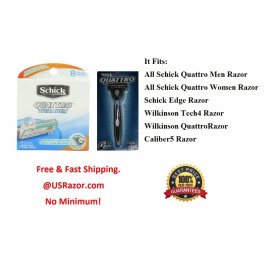 9 Schick Quattro Cartridges Titanium Blades Razor Quatro Shaver  