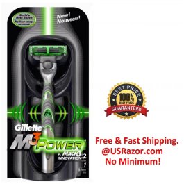 Gillette Mach3 M3 Power Razor + 2 Refill Cartridges Shaver Handle 