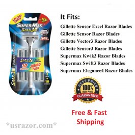 11 Supermax SMX 3 Razor BLADES Refill fit Gillette Sensor3 Excel Kwik Cartridges 