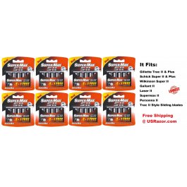 40 Supermax Fits Gillette Trac II Plus Razor Blades Refills 