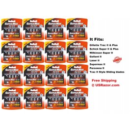 100 Supermax Fits Gillette Trac II Plus Razor Blades Refills 