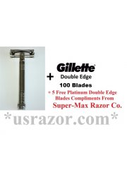 *100 Gillette Double Edge Blades & Classic Butterfly Metal Safety Razor Shaver