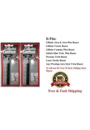 2 Gillette Contour Razor Fit Atra Plus Schick Slim Twin Blades Cartridges Refill