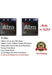 20 Gillette Atra Razor Blades Refills Cartridges No Lubricant Strip Made in USA