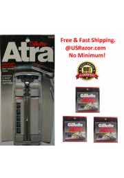 32 Gillette Atra Cartridges Twin Blade Metal Razor Handle Shaver Refill Made USA 