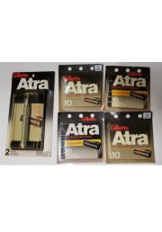 42 Gillette Atra Razor Blades Metal Shaver Handle Non Lubricant Cartridges USA