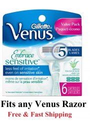 6 Gillette Embrace Sensitive Razor Blades Venus Cartridges Refills